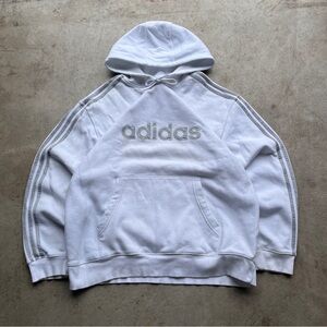Vintage Y2K Adidas White Gray Pullover Hoodie